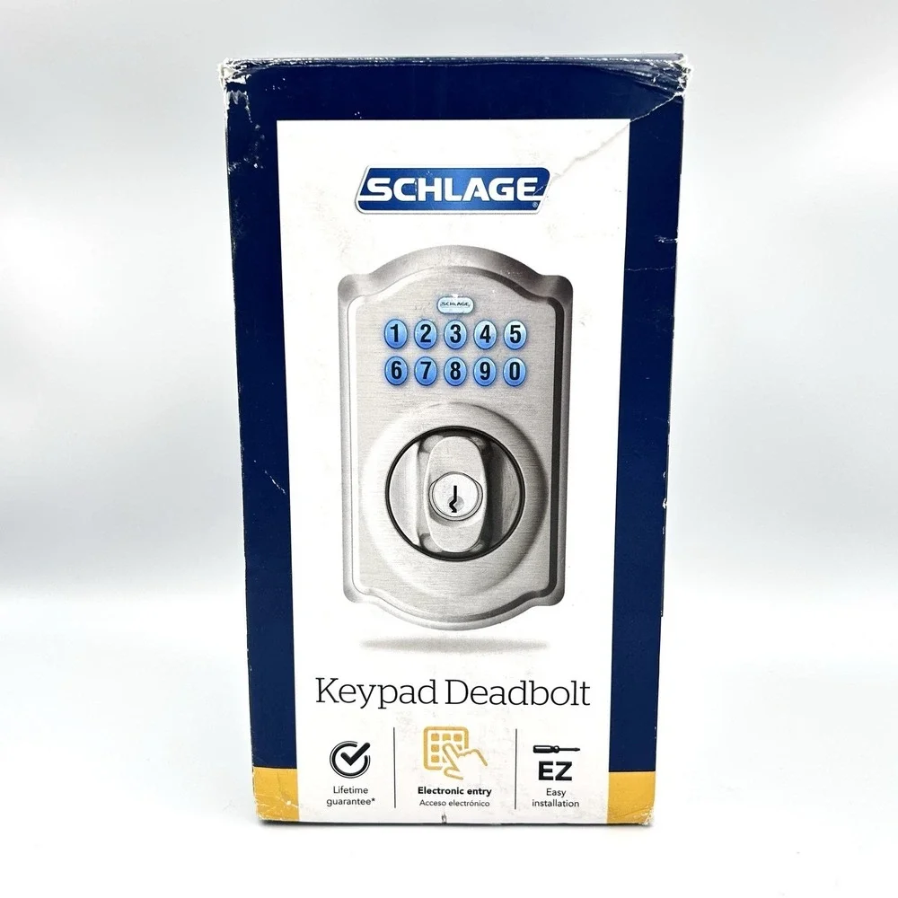 Schlage Smart Lock Keypad‎ Deadbolt BE365VCAM619 Camelot Satin Nickel Silver New